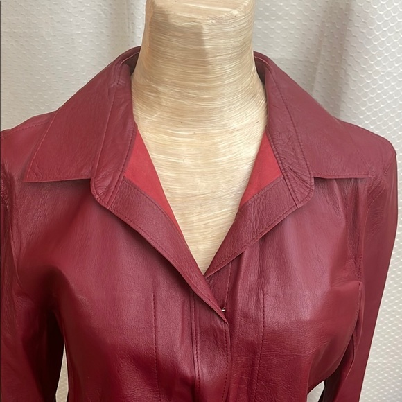 DKNY Red Leather Jacket - Picture 4 of 9